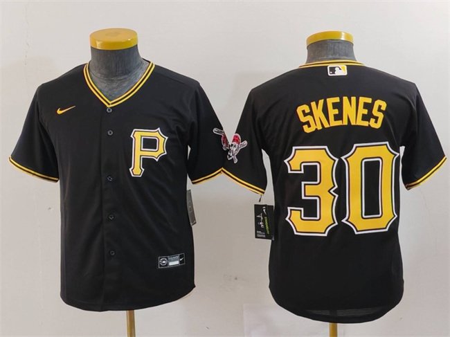 Youth Pittsburgh Pirates #30 Paul Skenes Black Cool Base Stitched Baseball Jersey