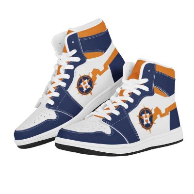 Women's Houston Astros High Top Leather AJ1 Sneakers 002