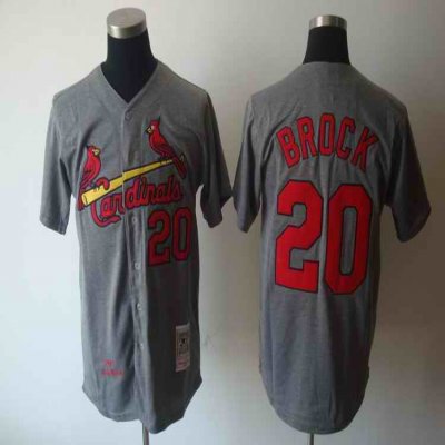 Mitchell And Ness Cardinals #20 Lou Brock Grey Cool Base Stitched Throwback MLB Jersey