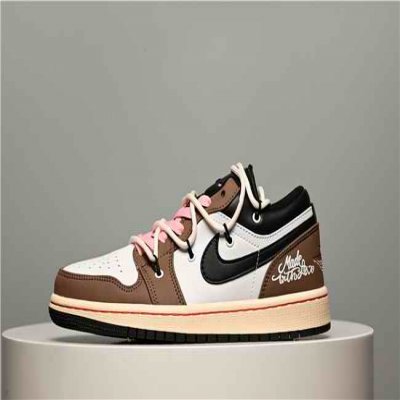 Women's Running Weapon Air Jordan 1 Low Brown/White/Black Shoes 0396