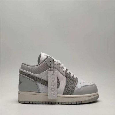 Men's Running Weapon Air Jordan 1 Grey/White Shoes 0424