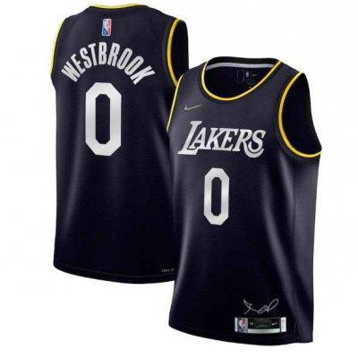 Men's Los Angeles Lakers #0 Russell Westbrook 2022 Black 75th Anniversary Select Series MVP Swingman Jersey