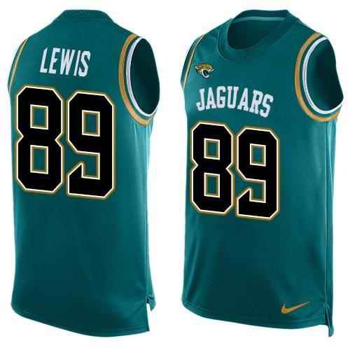 Nike Jaguars #89 Marcedes Lewis Teal Green Team Color Men's Stitched NFL Limited Tank Top Jersey