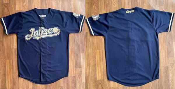 Men's Charros de Jalisco Blank Navy Stitched Baseball Jersey