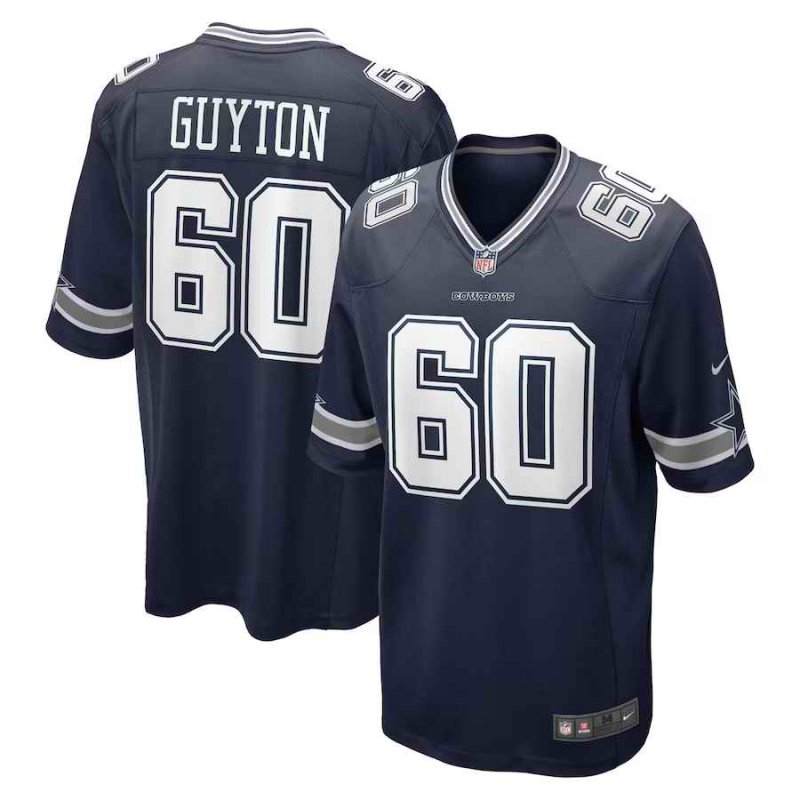 Men's Dallas Cowboys #60 Tyler Guyton Navy Stitched Game Jersey