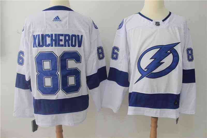 Men's Adidas Tampa Bay Lightning #86 Nikita Kucherov White Stitched NHL Jersey