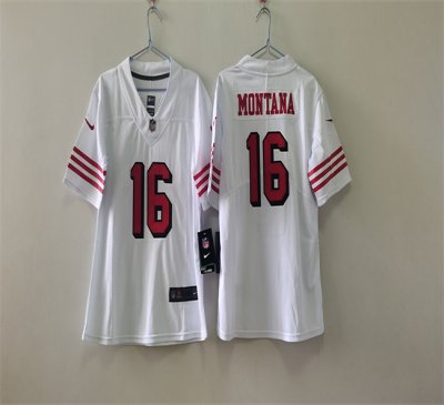 Women's San Francisco 49ers #16 Joe Montana White 2nd Alternate Stitched Jersey(Run Small)