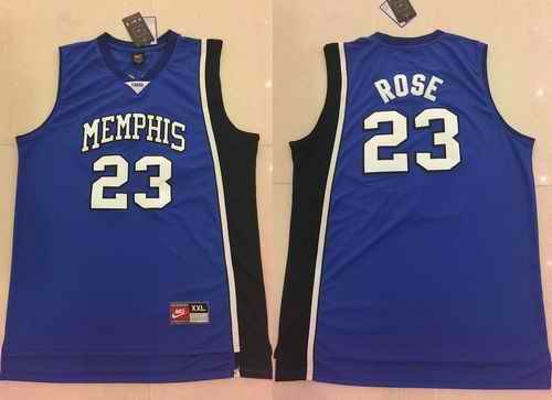 Tigers #23 Derrick Rose Blue Basketball Stitched NCAA Jersey