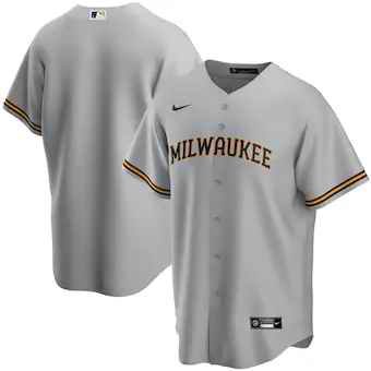 Men's Milwaukee Brewers Blank Grey Cool Base Stitched Jersey