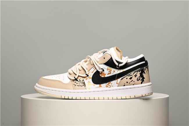 Women's Running Weapon Air Jordan 1 Low Brown/White Shoes 0363