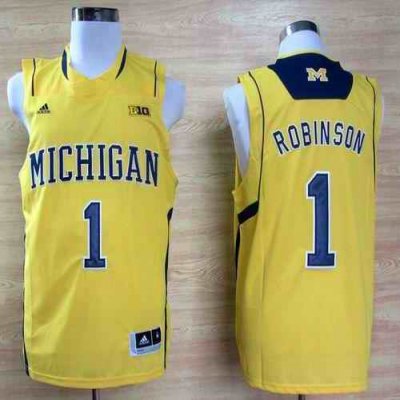 Wolverines #1 Glenn Robinson III Gold Basketball Stitched NCAA Jersey