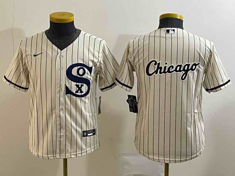 Youth Chicago White Sox Cream Team Big Logo Stitched Jersey 02