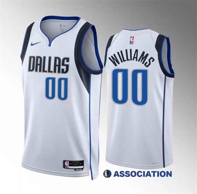 Men's Dallas Mavericks #00 Brandon Williams White Association Edition Stitched Basketball Jersey