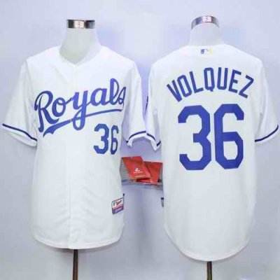 Royals #36 Edinson Volquez White Cool Base Stitched MLB Jersey