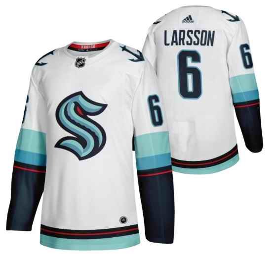 Men's Seattle Kraken #6 Adam Larsson White Stitched Jersey