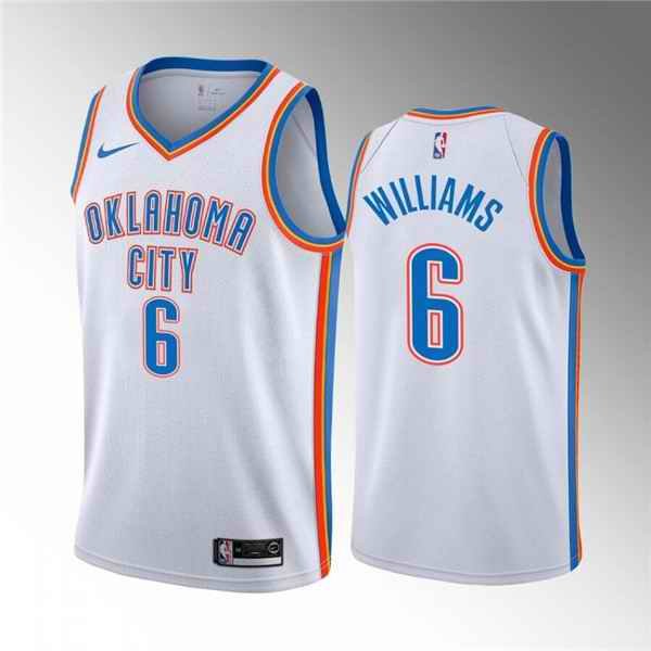 Men's Oklahoma City Thunder #6 Jaylin Williams White Association Edition Stitched Basketball Jersey