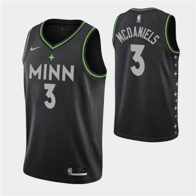 Men's Minnesota Timberwolves #3 Jaden McDaniels 2020-21 Black City Edition Stitched Jersey