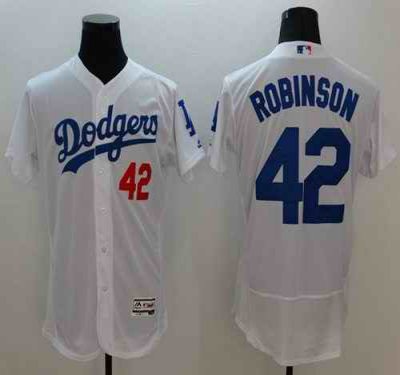 Dodgers #42 Jackie Robinson White Flexbase Authentic Collection Stitched MLB Jersey