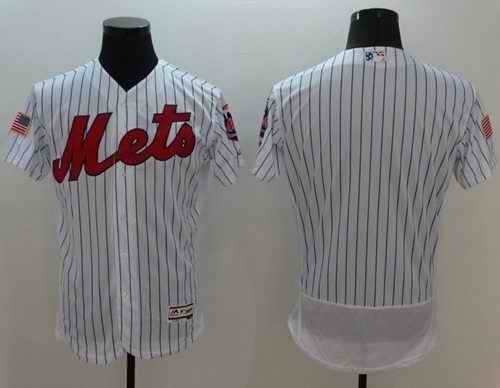 Mets Blank White(Blue Strip) Fashion Stars & Stripes Flexbase Authentic Stitched MLB Jersey