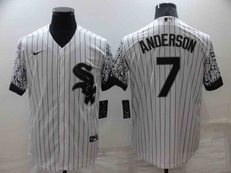 Men's Chicago White Sox #7 Tim Anderson White Cool Base Stitched Jersey