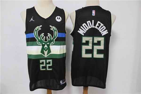 Men's Milwaukee Bucks #22 Khris Middleton Black Stitched NBA Jersey