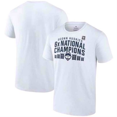 Men's UConn Huskies White 2024 Six-Time Basketball National Champions Thrill of the Game T-Shirt