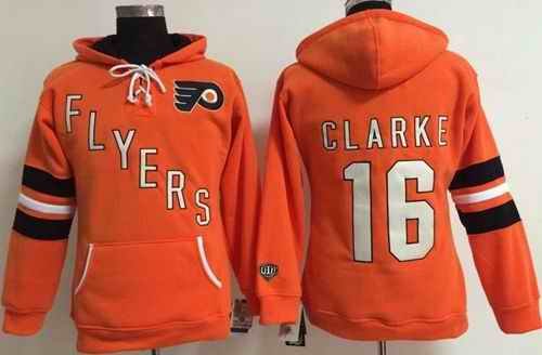 Philadelphia Flyers #16 Bobby Clarke Orange Women's Old Time Heidi NHL Hoodie