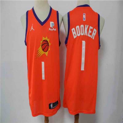 Men's Phoenix Suns #1 Devin Booker Orange  Stitched Swingman Jersey