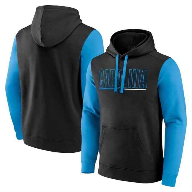 Men's Carolina Panthers Black/Blue Outline Pullover Hoodie