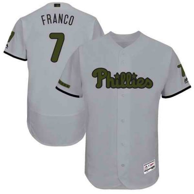 Men's Philadelphia Phillies #7 Maikel Franco Majestic Gray 2017 Memorial Day Authentic Collection Flex Base Player Stitched MLB Jersey