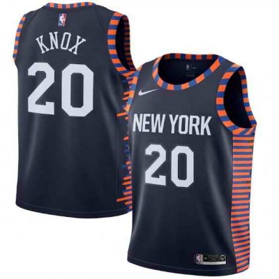 New Yok Knicks #20 Kevin Knox Navy City Edition Stitched Swingman Jersey