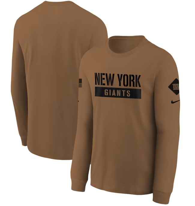 Youth New York Giants 2023 Brown Salute To Service Long Sleeve T-Shirt