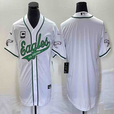 Men's Philadelphia Eagles Blank White With 3-star C Patch Cool Base Stitched Baseball Jersey