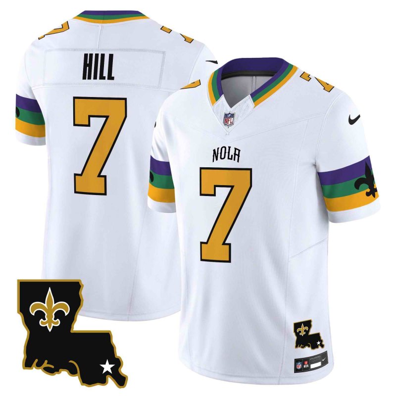 Men's New Orleans Saints #7 Taysom Hill White 2024 F.U.S.E. Vapor Limited Stitched Jersey