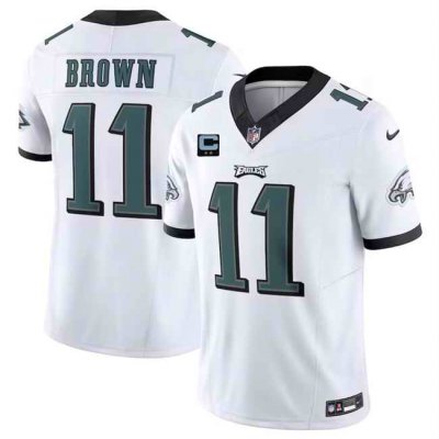 Men's Philadelphia Eagles #11 A. J. Brown White 2024 F.U.S.E With 2-Star C Patch Vapor Untouchable Limited Stitched Football Jersey