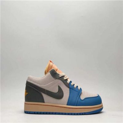 Women's Running Weapon Air Jordan 1 Low Top White/Blue Shoes 0292