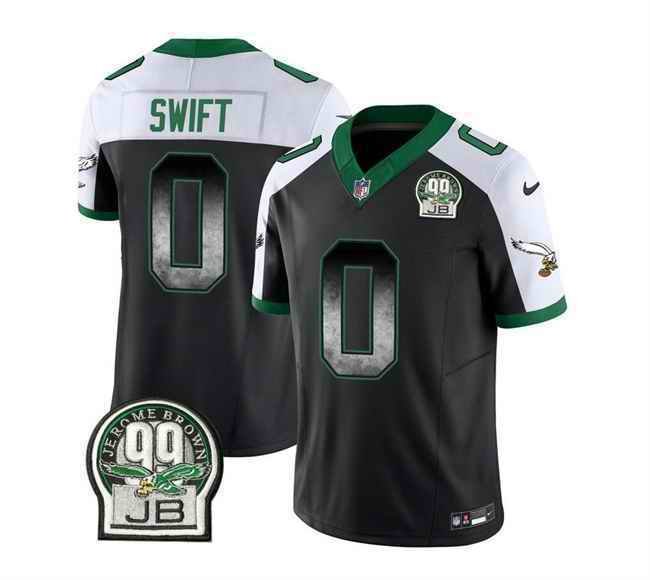 Men's Philadelphia Eagles #0 D'Andre Swift Black/White 2023 F.U.S.E. Throwback Vapor Untouchable Limited Stitched Football Jersey