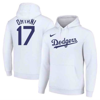 Los Angeles Dodgers #17 Shohei Ohtani White Name & Number Pullover Hoodie