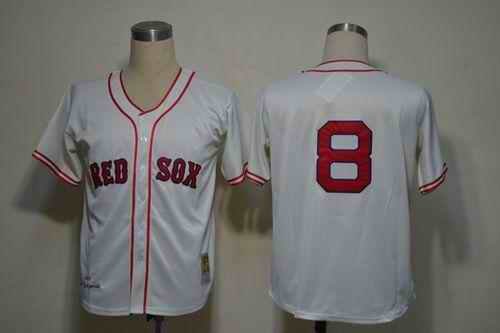 Mitchell And Ness 1967 Red Sox #8 Carl Yastrzemski Cream Stitched Throwback MLB Jersey