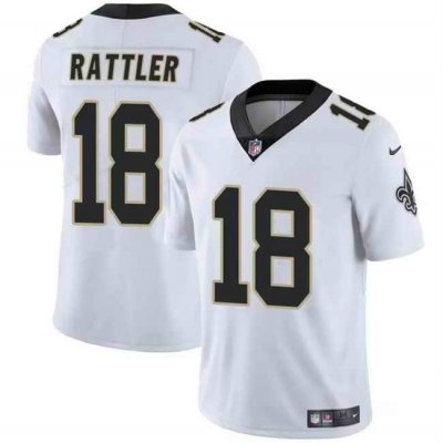 Men's New Orleans Saints #18 Spencer Rattler White Vapor Limited Stitched Football Jersey