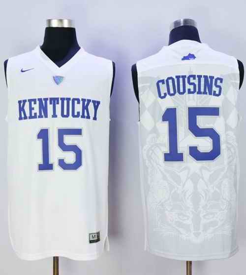 Wildcats #15 DeMarcus Cousins White Basketball Stitched NCAA Jersey