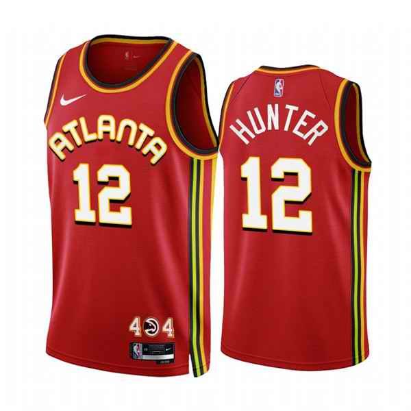 Men's Atlanta Hawks #12 De'Andre Hunter 2022/23 Red Icon Edition Stitched Jersey