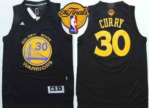 Warriors #30 Stephen Curry Black Fashion The Finals Patch Stitched NBA Jersey