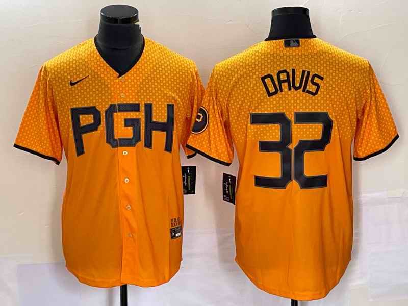 Men's Pittsburgh Pirates #32 Henry Davis Gold 2023 City Connect Stitched Jersey