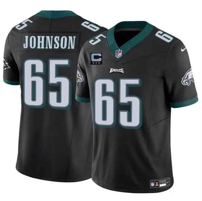 Men's Philadelphia Eagles #65 Lane Johnson Black 2024 F.U.S.E With 3-Star C Patch Vapor Untouchable Limited Stitched Football Jersey