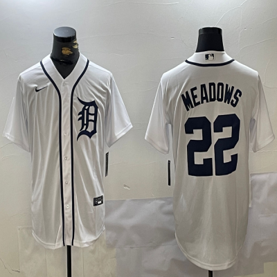 Men's Detroit Tigers #22 Parker Meadows White Cool Base Stitched Baseball Jersey