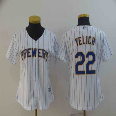 Women's Milwaukee Brewers #22 Christian Yelich .jpgYeli.jpg White Cool Base Stitched MLB Jersey(Run Small)