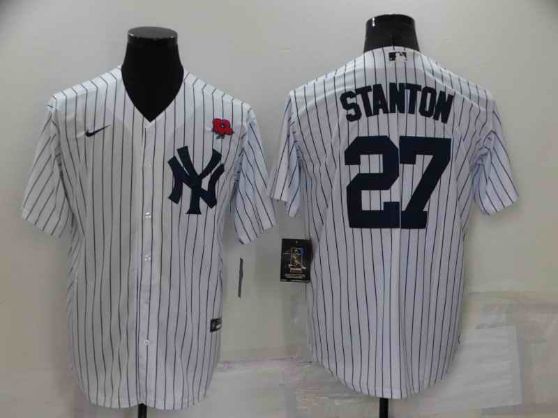 Men's New York Yankees #27 Giancarlo Stanton White Cool Base Stitched Baseball Jersey