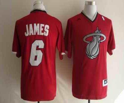 Heat #6 LeBron James Red 2013 Christmas Day Swingman Stitched NBA Jersey