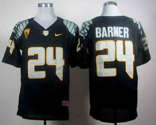 Ducks #24 Kenjon Barner Black Elite PAC-12 Patch Stitched NCAA Jersey